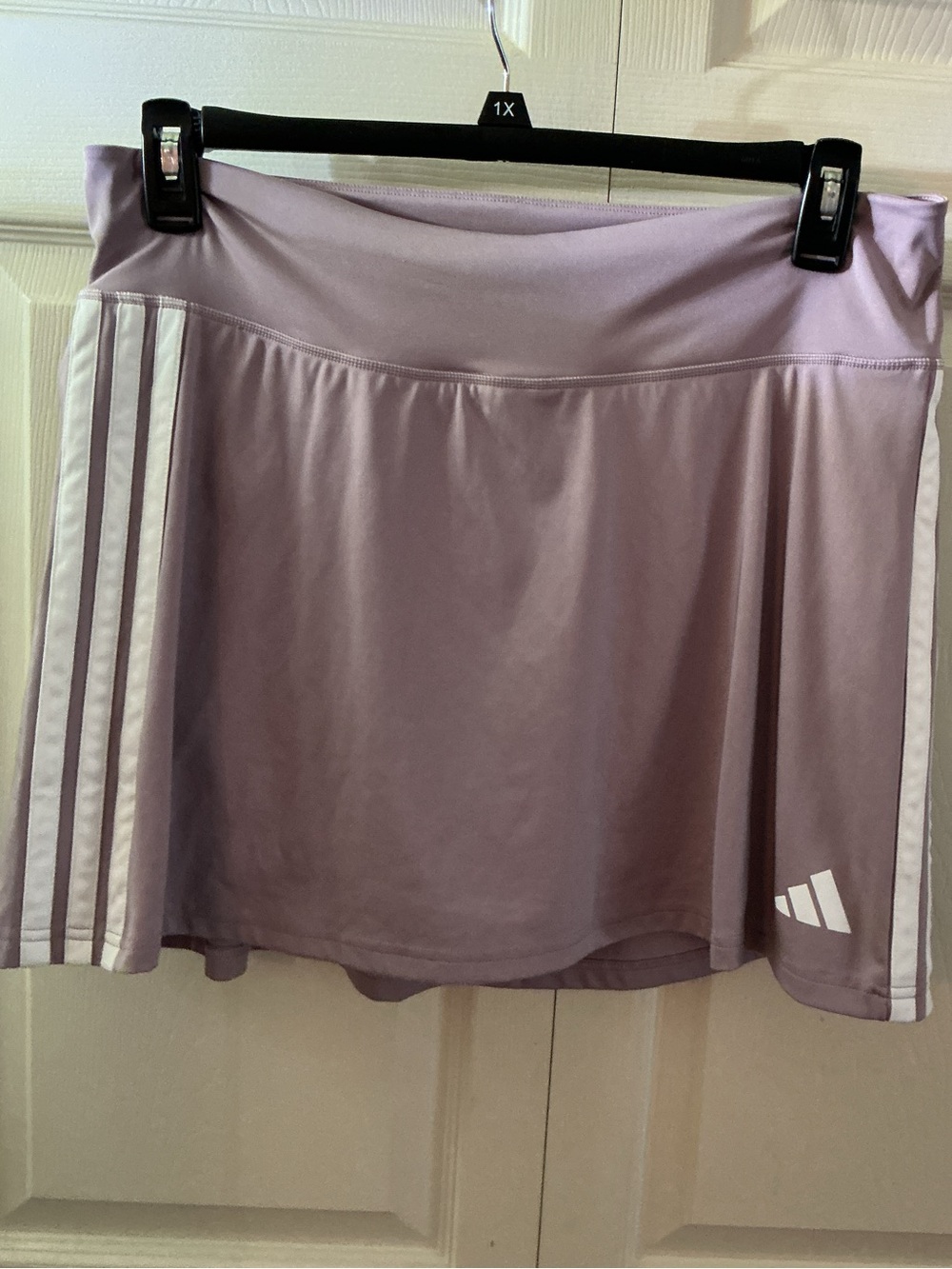 Like New ADIDAS  Lavender Circle Skater Skirt with White Stripes